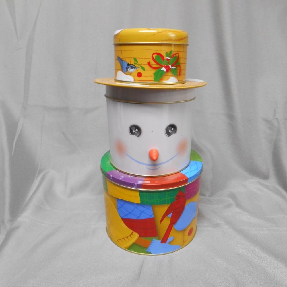 The Tin Box Company snowman stacking 3 compartment